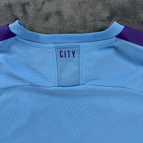 PUMA Manchester City 125 Years Jersey Men L Light Blue Purple Soccer Kit Futbol - Picture 4 of 10
